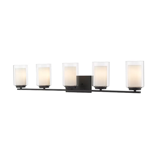 Z-Lite Willow 5 Light Vanity, Matte Black, Inner White & Outer Clear 426-5V-MB - main